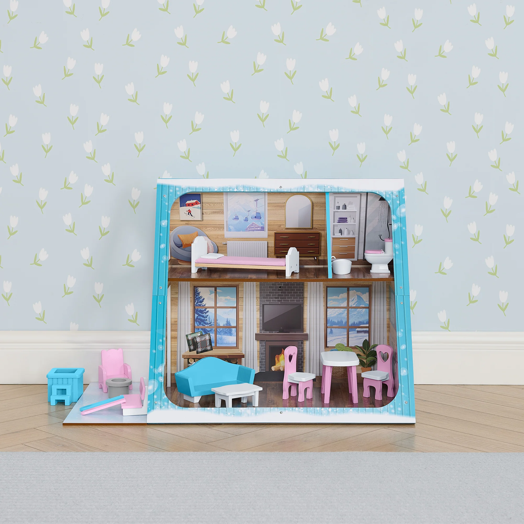 Ski Chalet A-Frame Dollhouse - Image 9