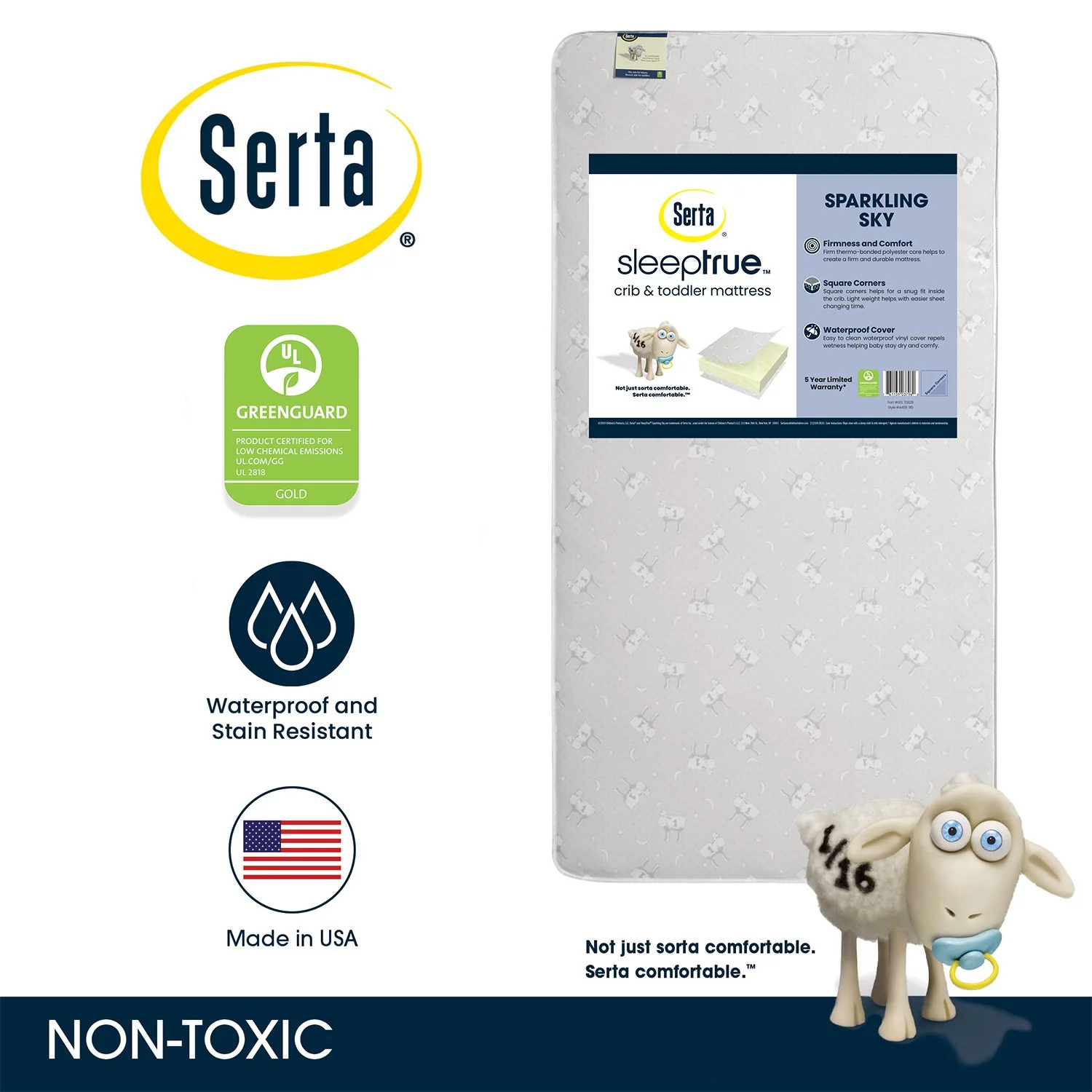 SleepTrue Sparkling Sky 5-Inch Crib and Toddler Mattress - Image 2