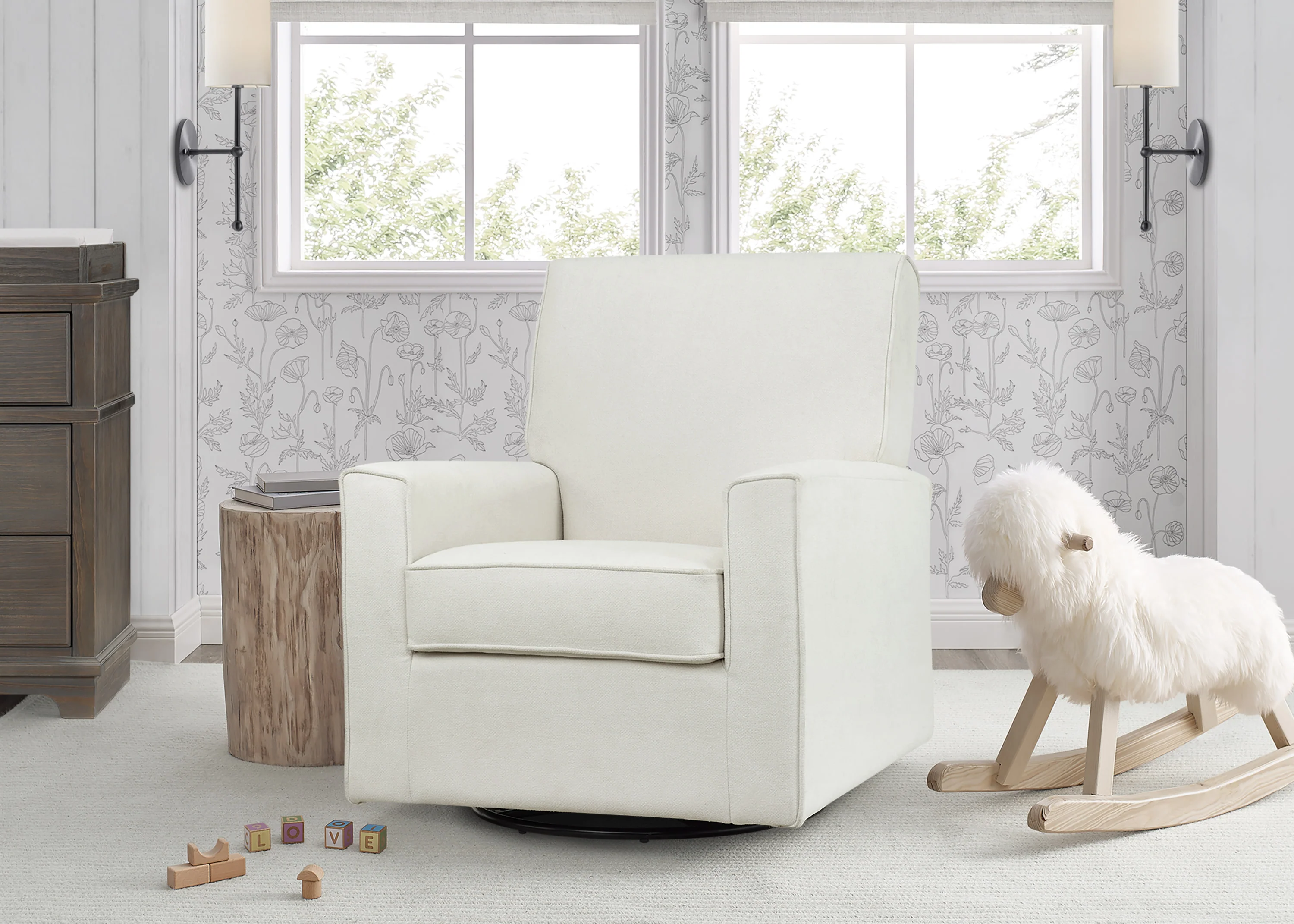 Sophie Nursery Glider Swivel Chair with LiveSmart Fabric - Image 12