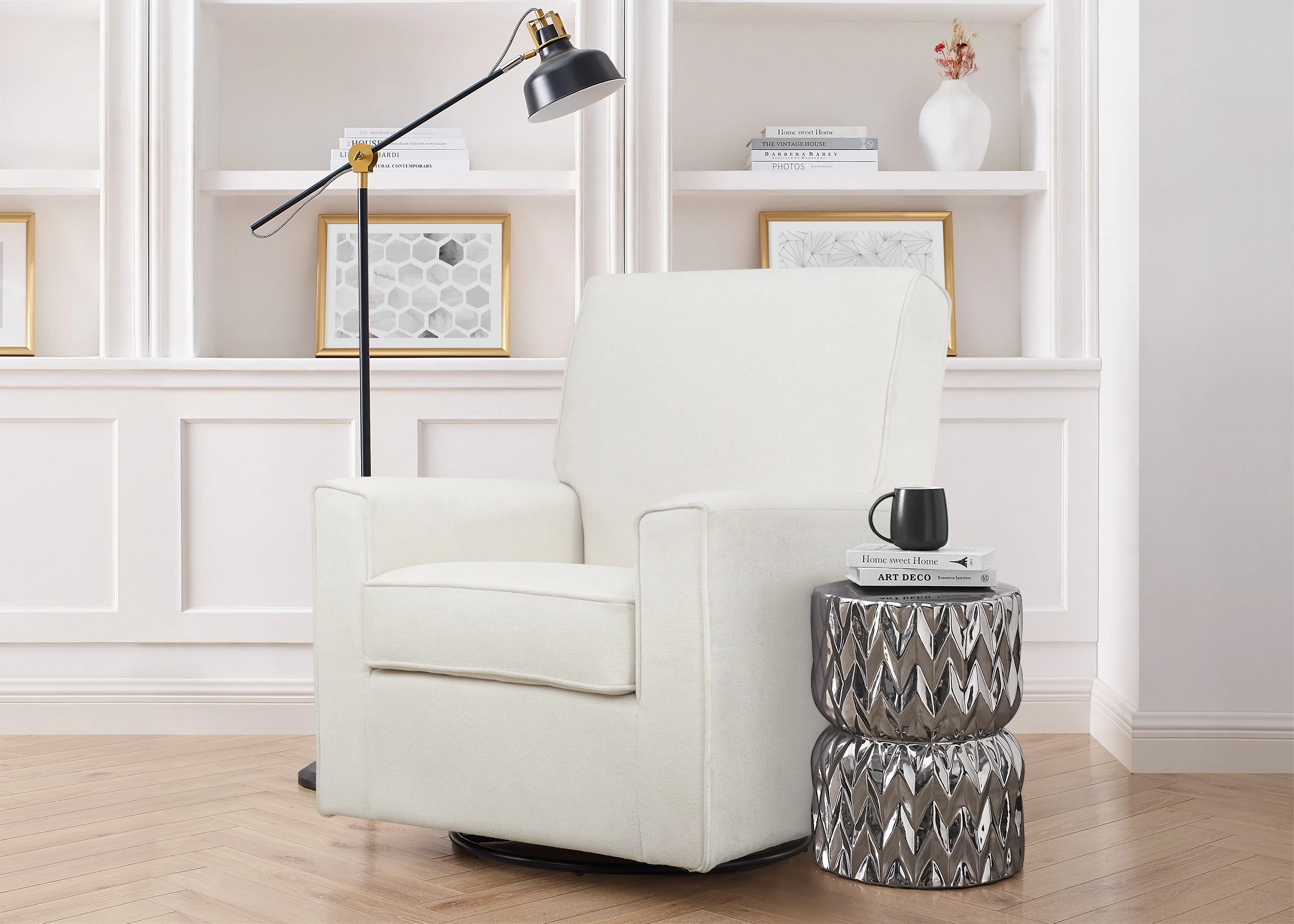 Sophie Nursery Glider Swivel Chair with LiveSmart Fabric - Image 13