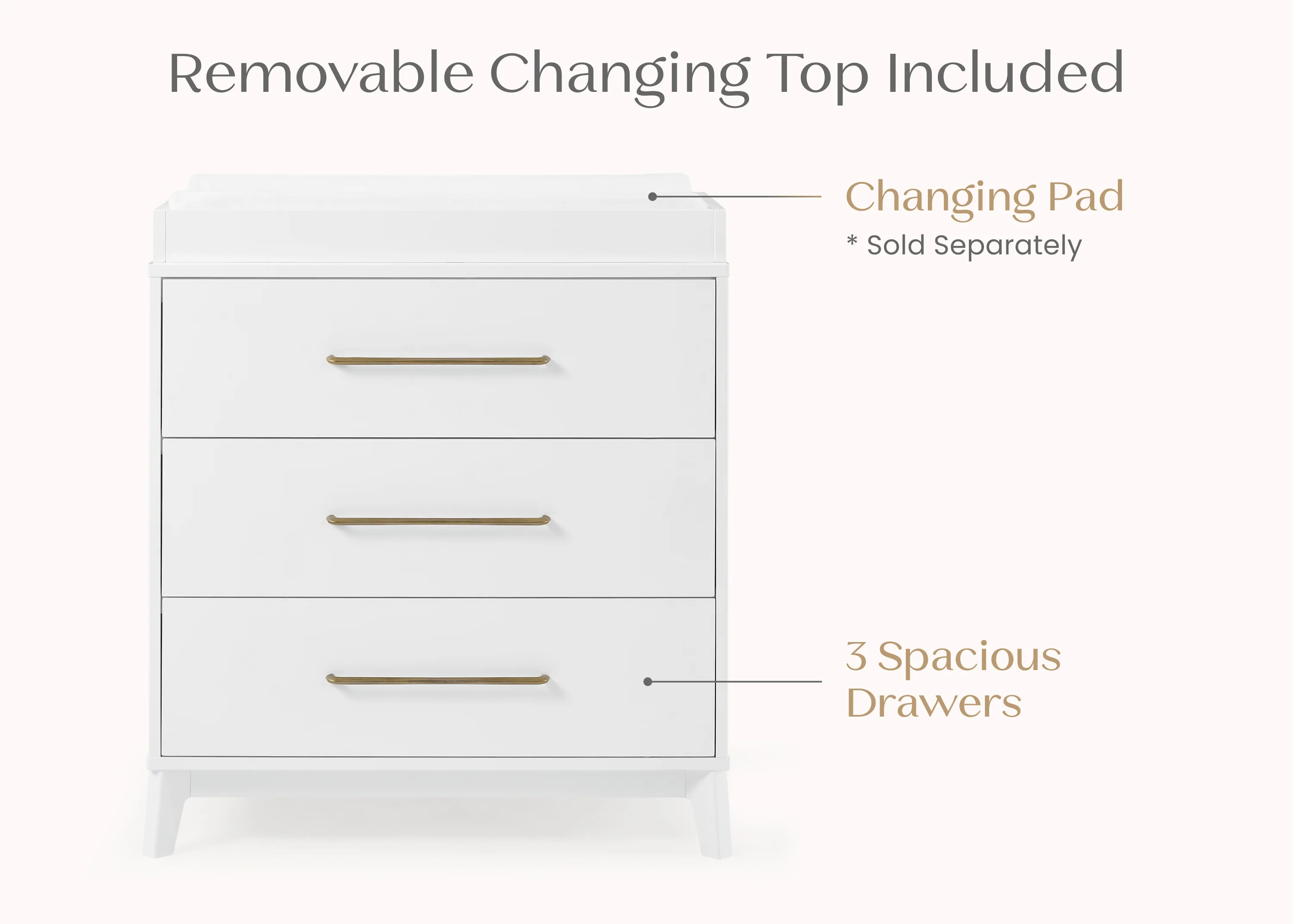 Spencer 3 Drawer Dresser with Changing Top and Interlocking Drawers - Image 3
