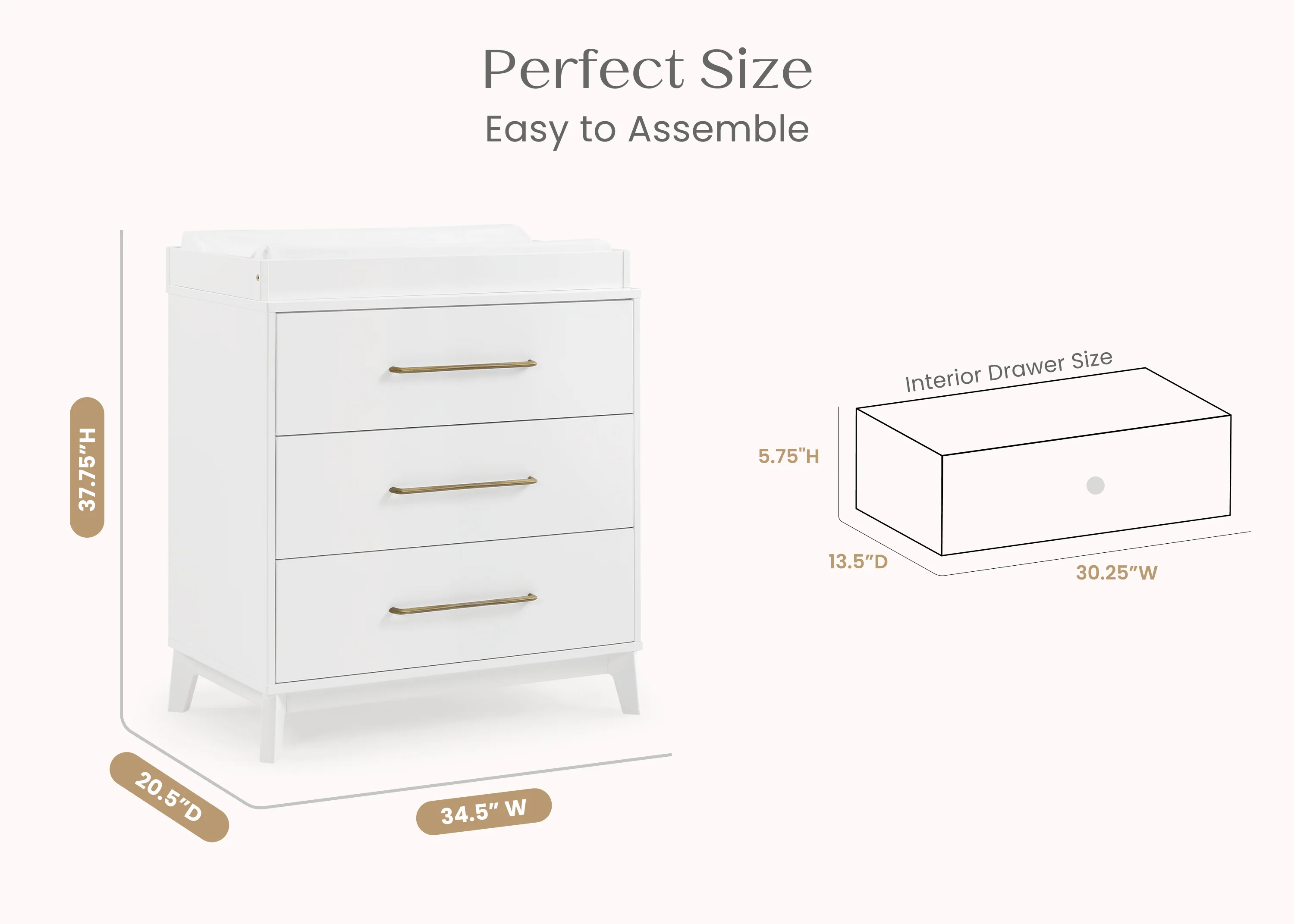 Spencer 3 Drawer Dresser with Changing Top and Interlocking Drawers - Image 5