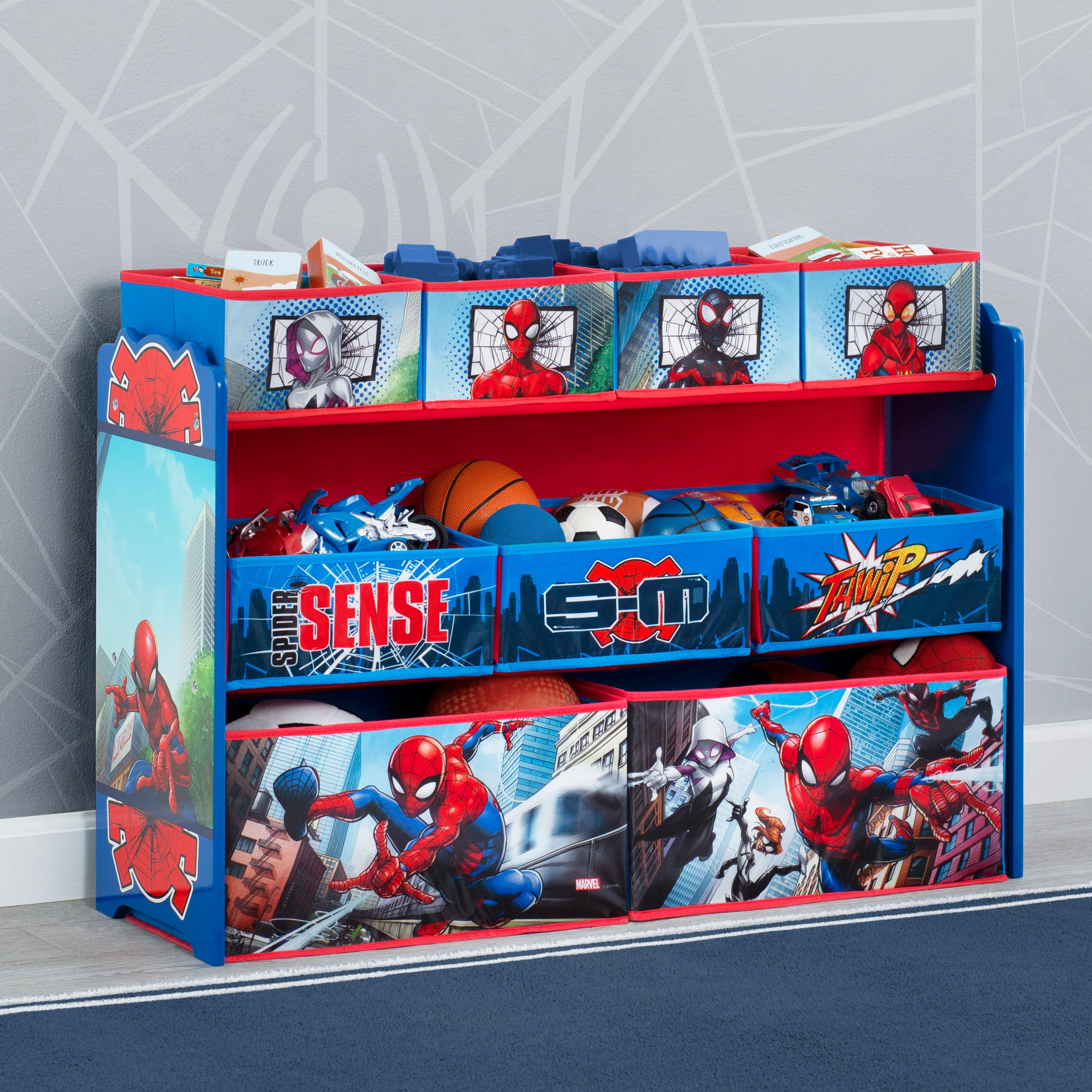 Spider-Man Deluxe 9 Bin Design and Store Toy Organizer - Image 7