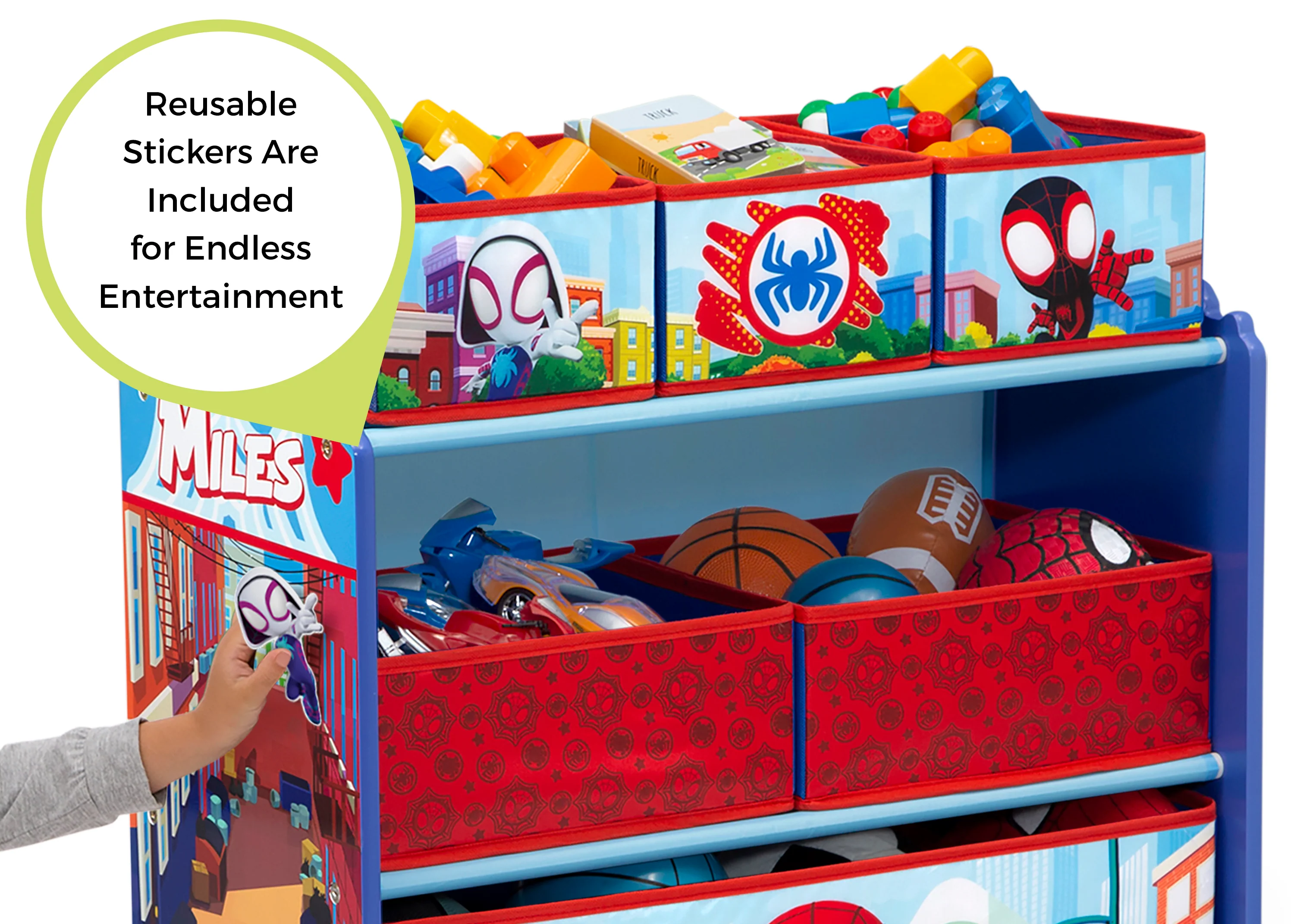Spidey and His Amazing Friends 4-Piece Toddler Playroom Set – Includes Play Table and 6 Bin Toy Organizer - Image 5