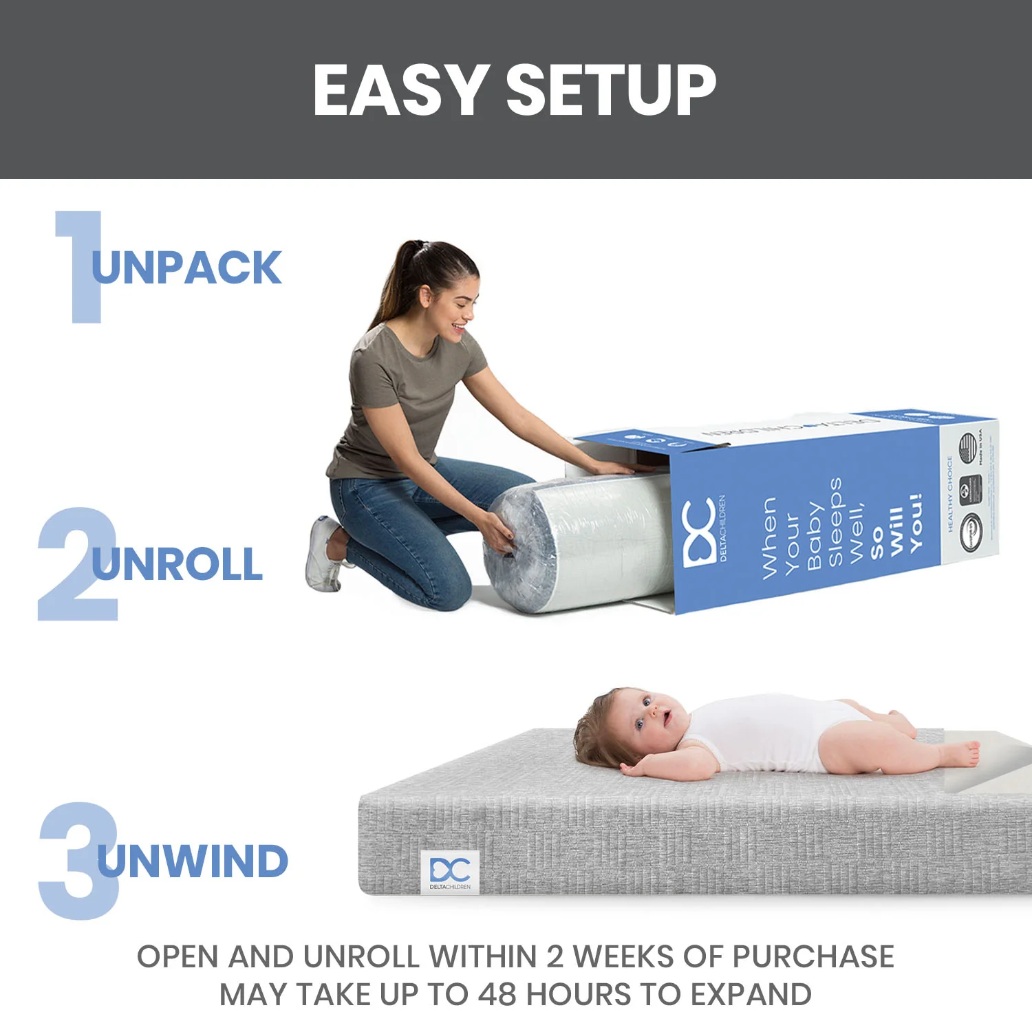 Sweet Beginnings Dual Sided Baby Crib and Toddler Mattress - Image 5