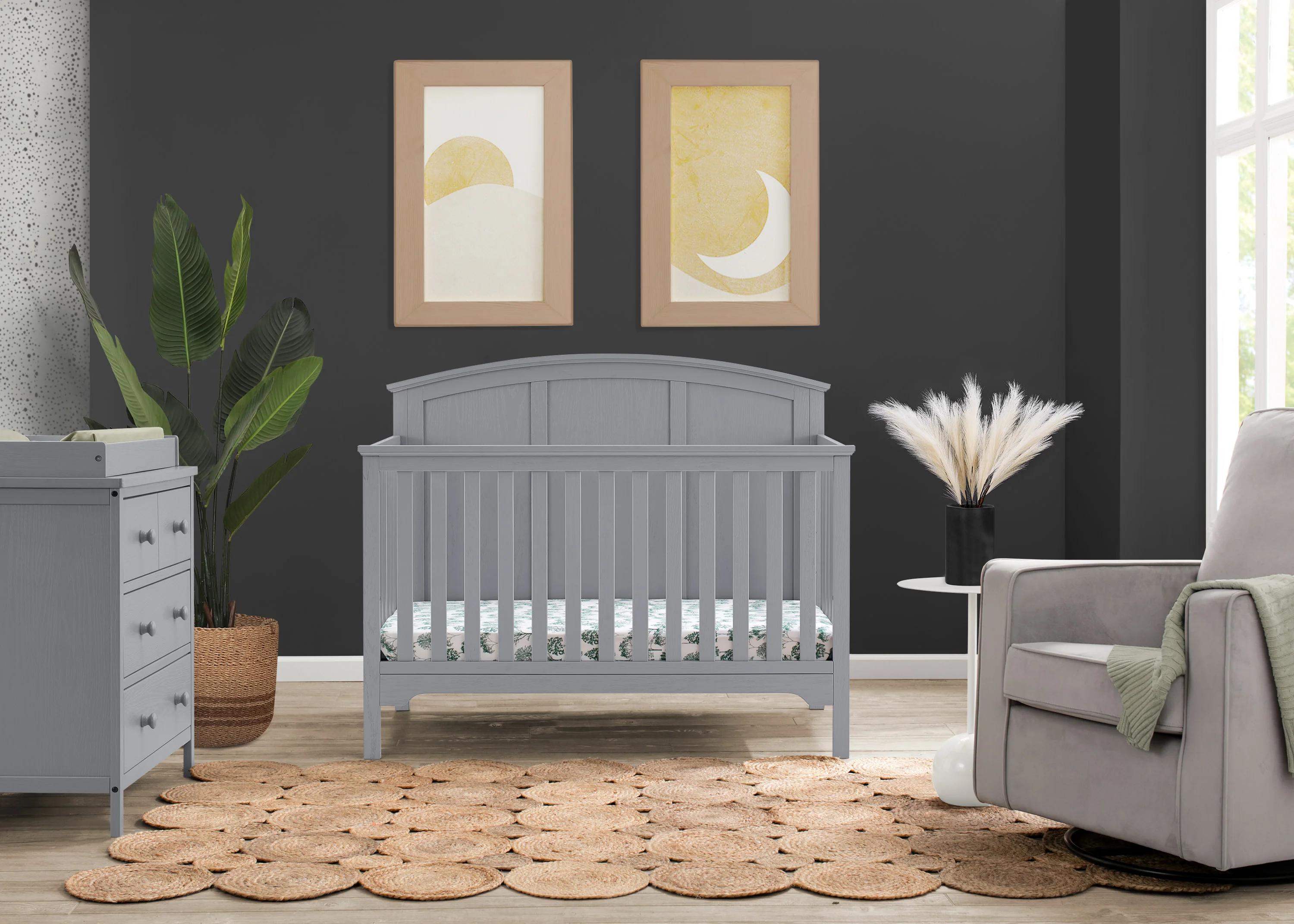 Sweet Beginnings Sage Curve Top 6-in-1 Convertible Crib