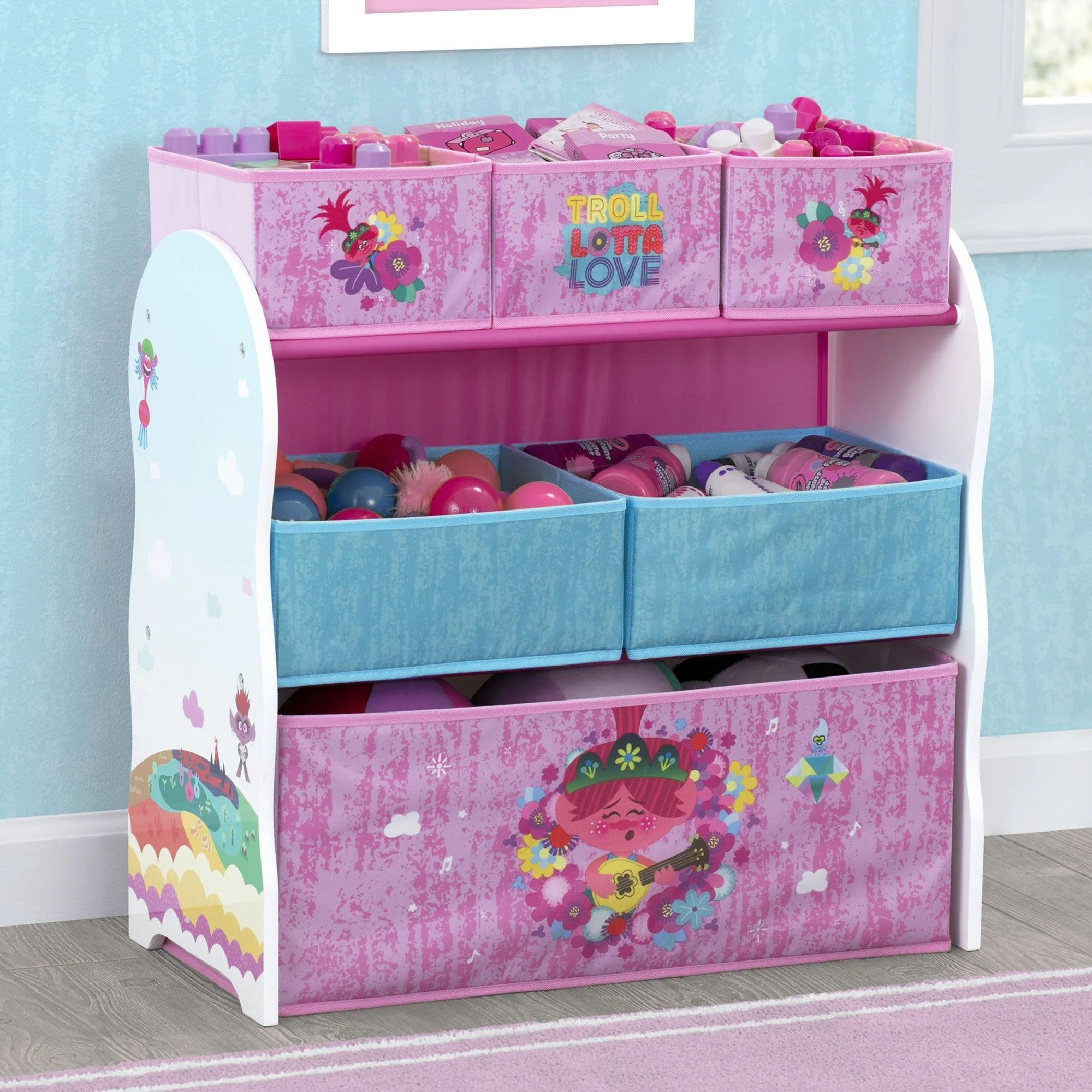 Trolls World Tour Design and Store 6 Bin Toy Organizer - Image 10
