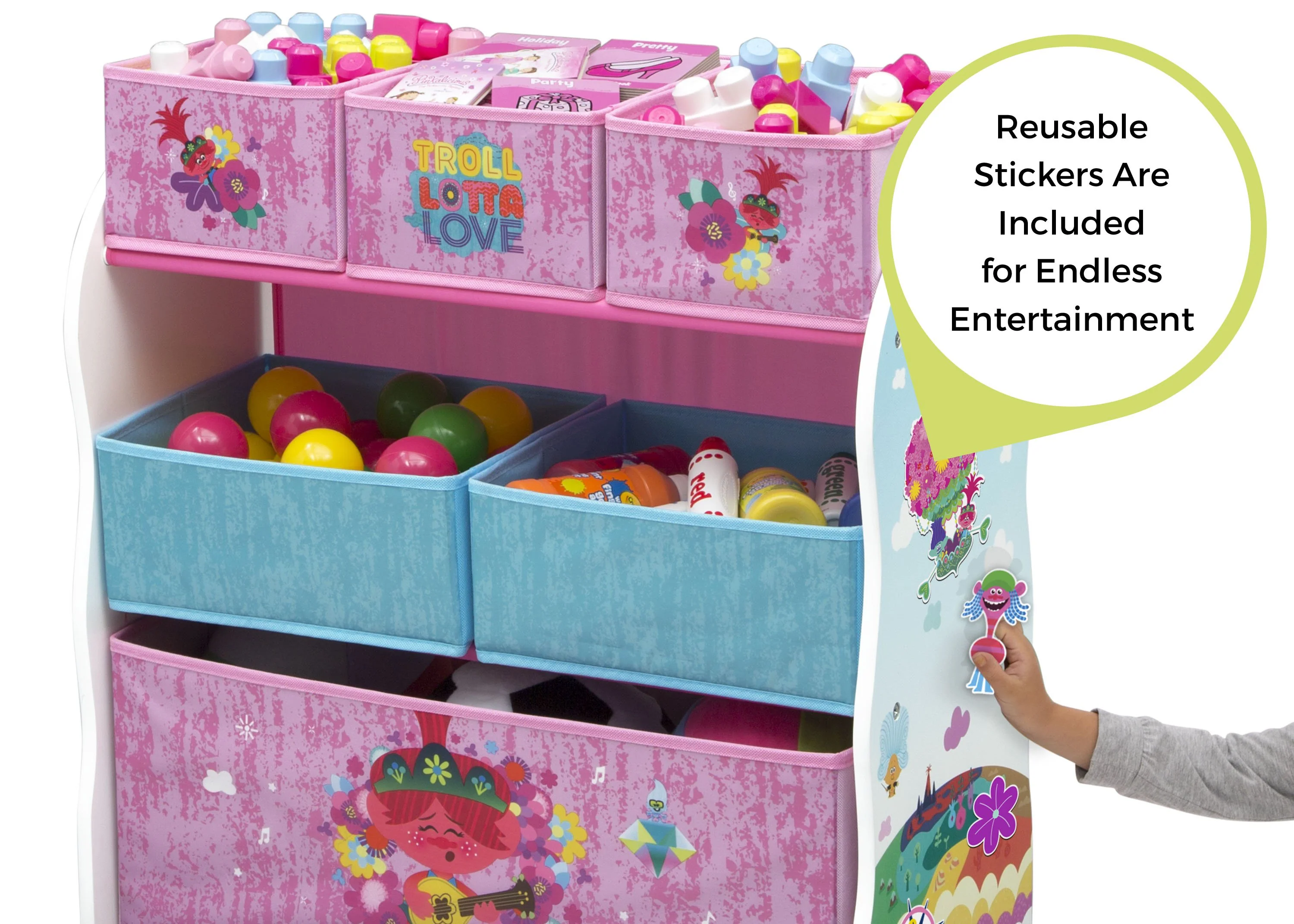 Trolls World Tour Design and Store 6 Bin Toy Organizer - Image 7