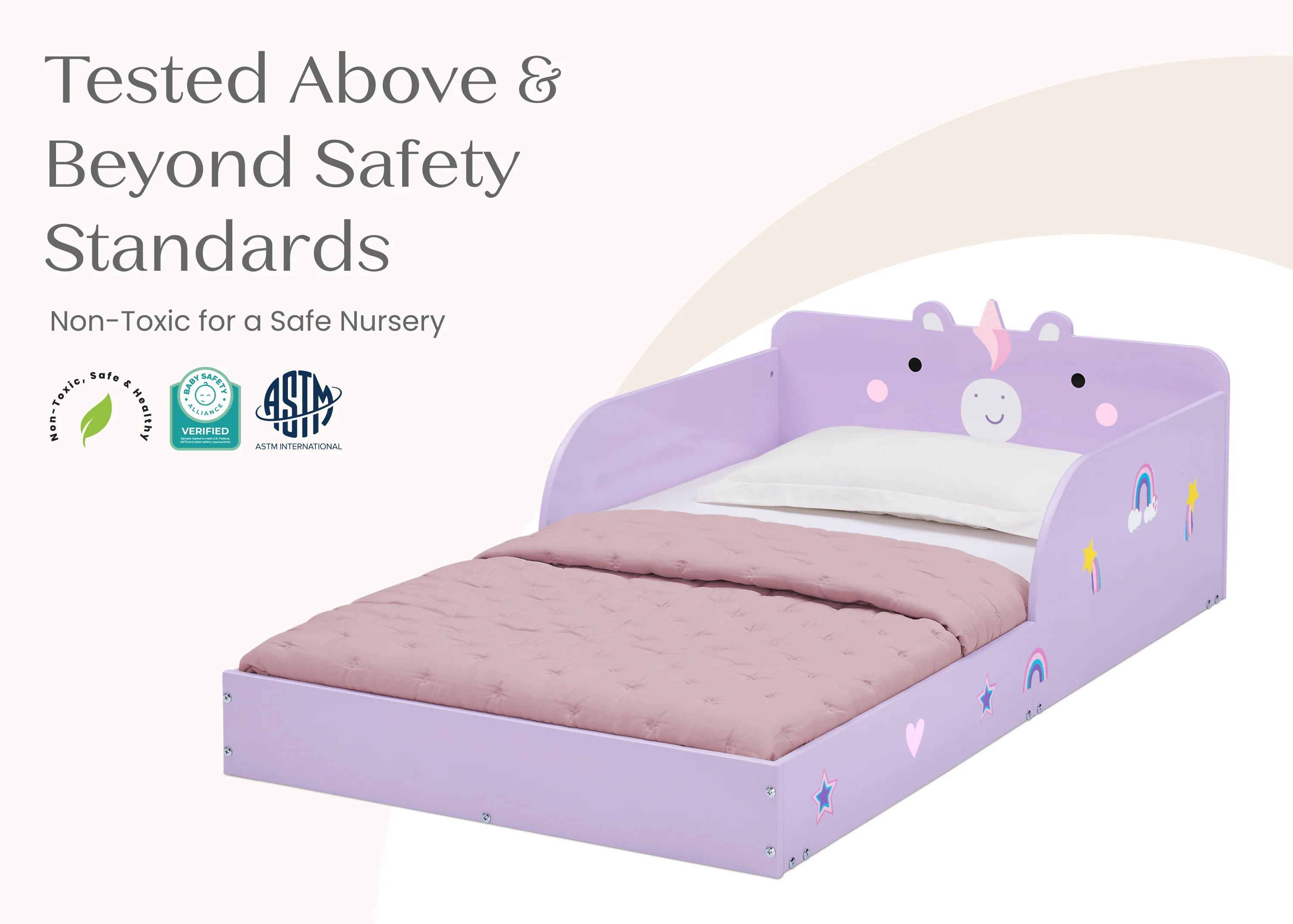 Unicorn Wood Floor Toddler Bed with Reusable Stickers - Image 7