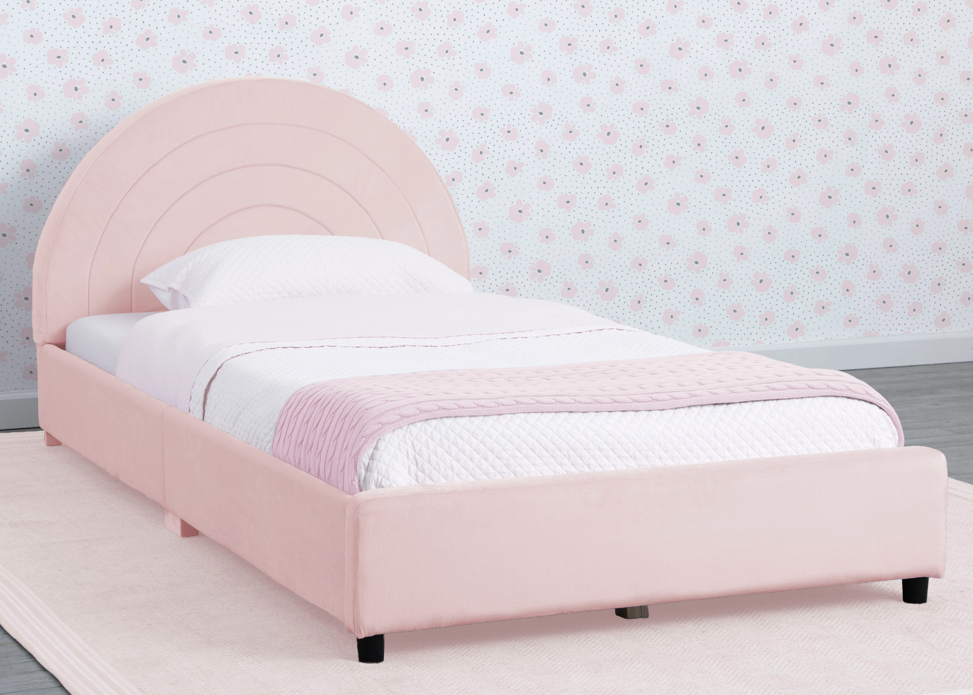 Upholstered Twin Bed with Round Headboard - Image 10