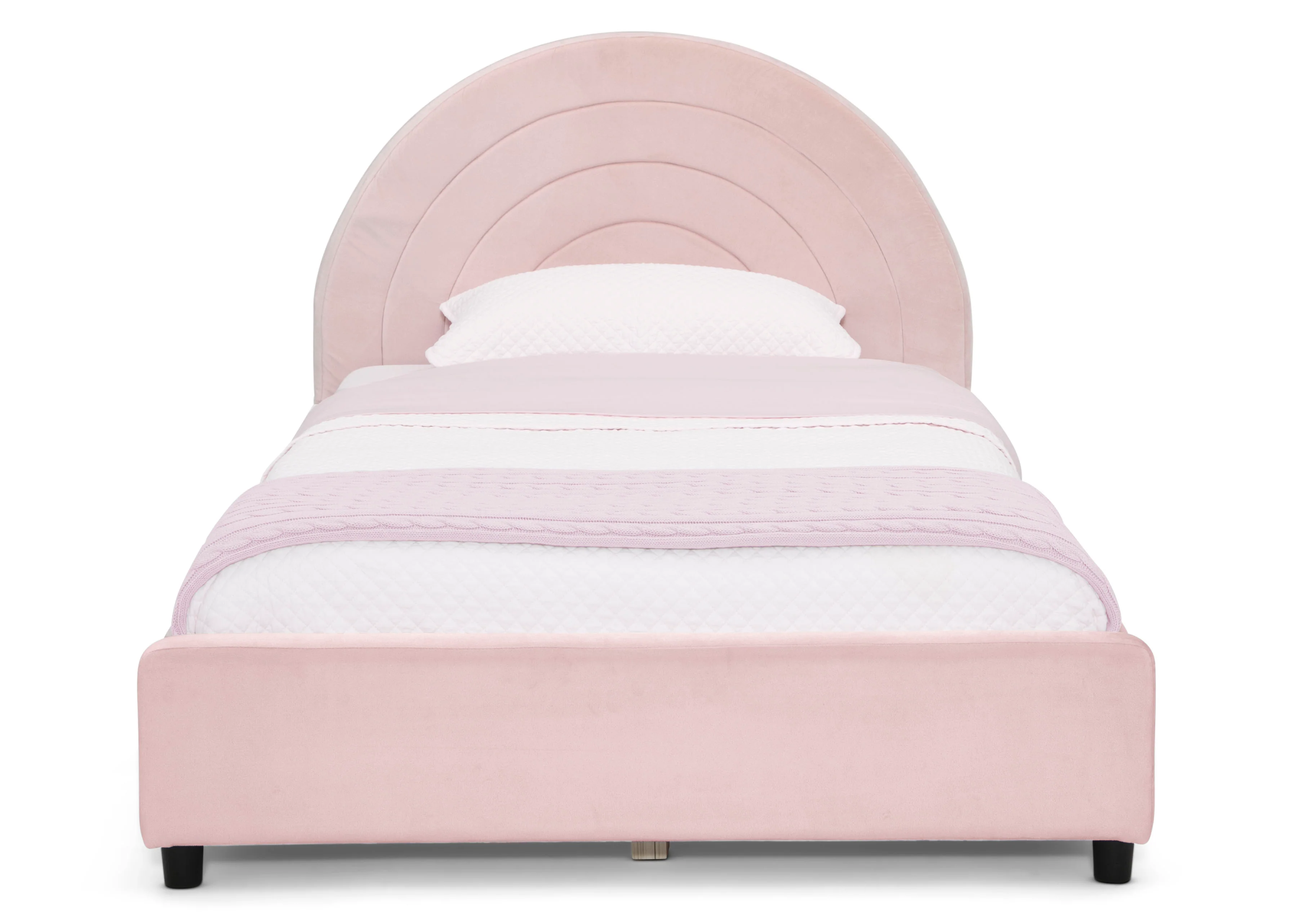 Upholstered Twin Bed with Round Headboard - Image 11