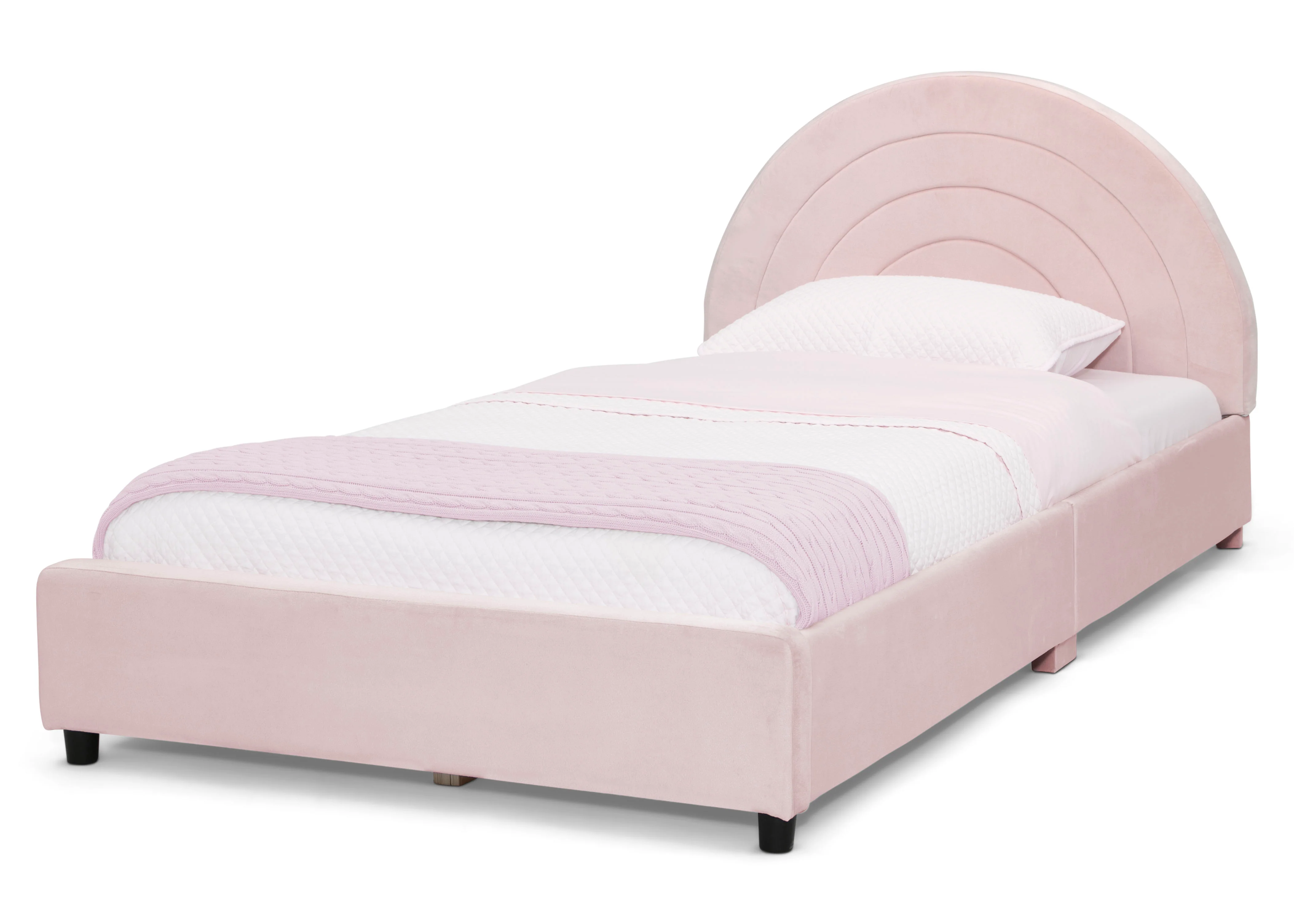 Upholstered Twin Bed with Round Headboard - Image 13