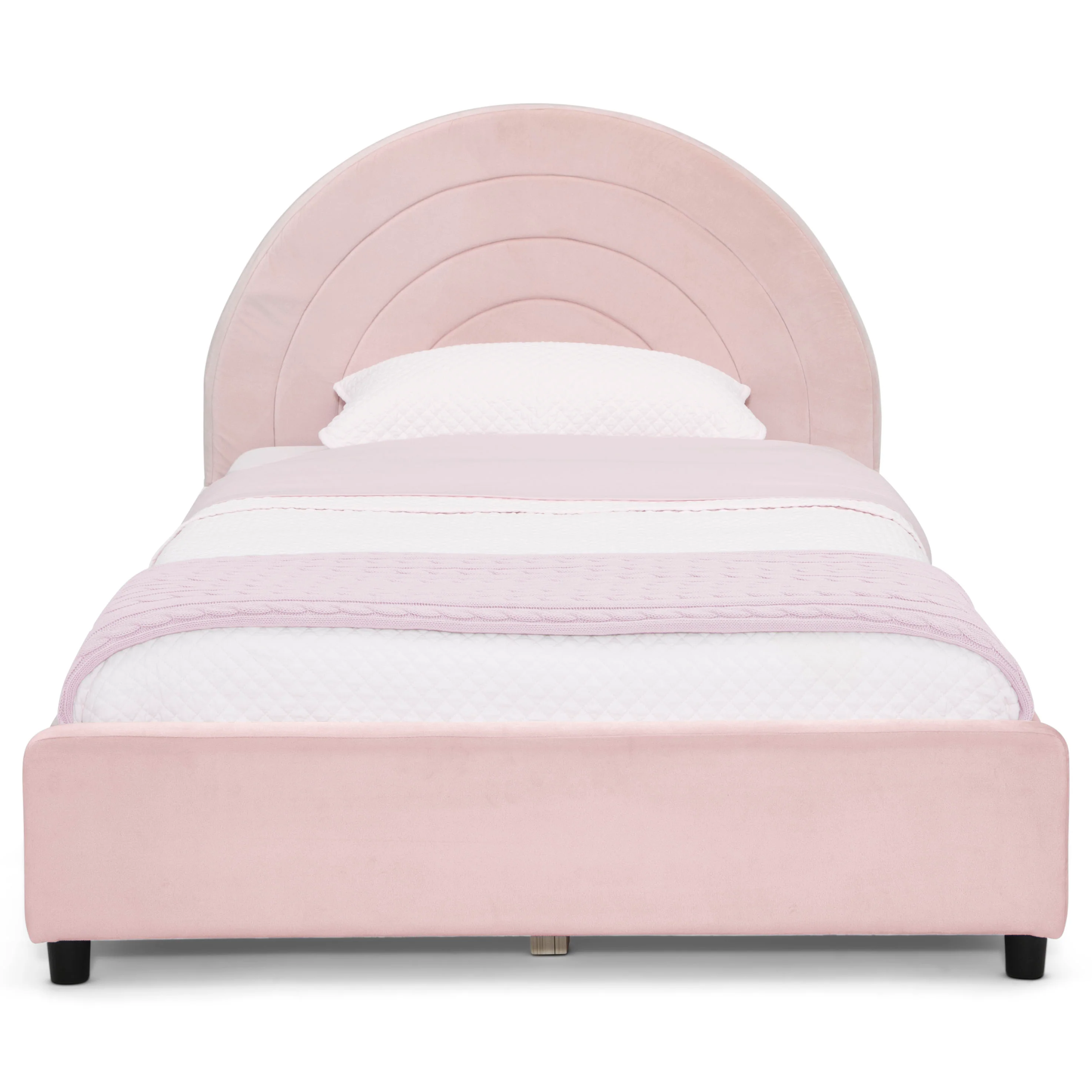 Upholstered Twin Bed with Round Headboard - Image 14