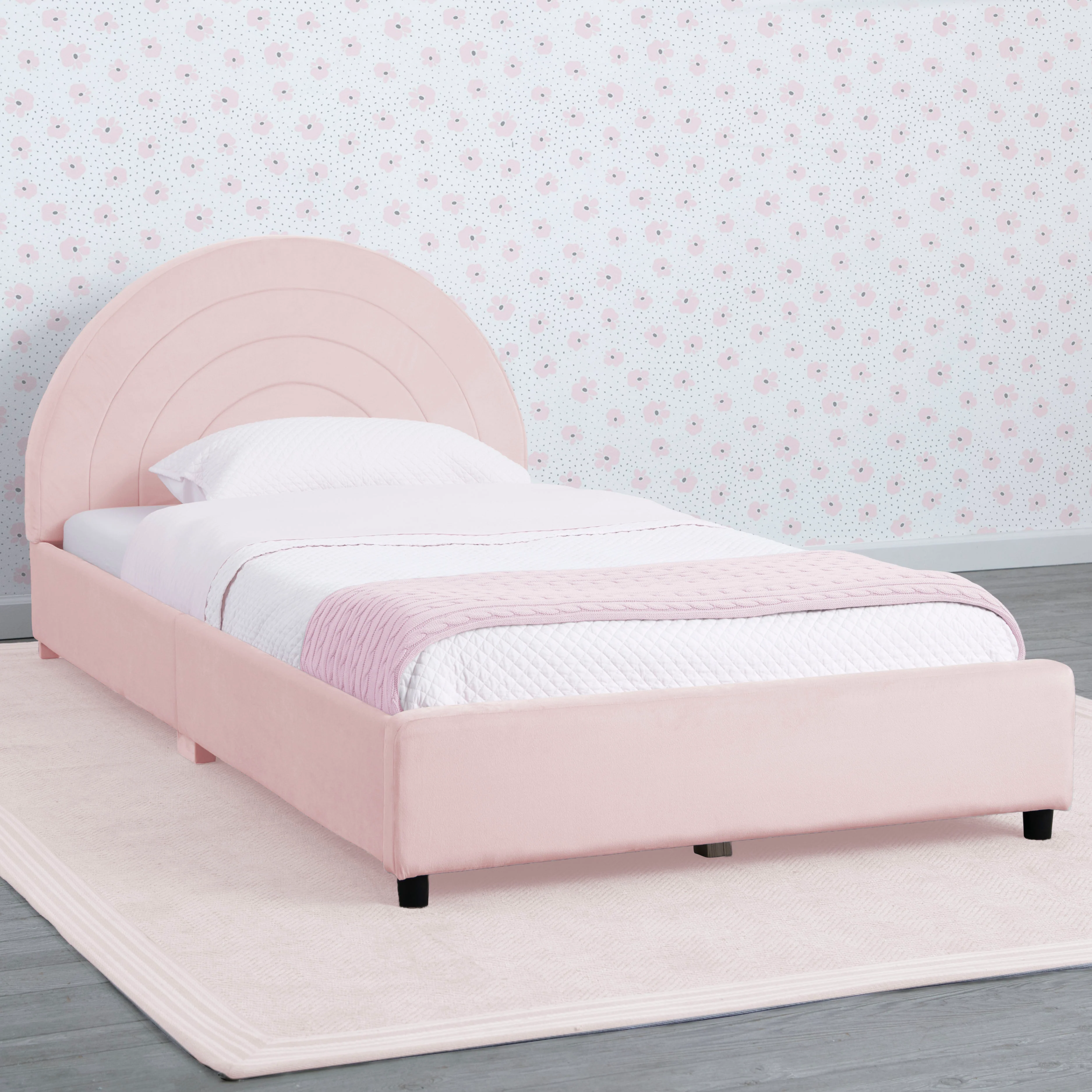 Upholstered Twin Bed with Round Headboard - Image 16