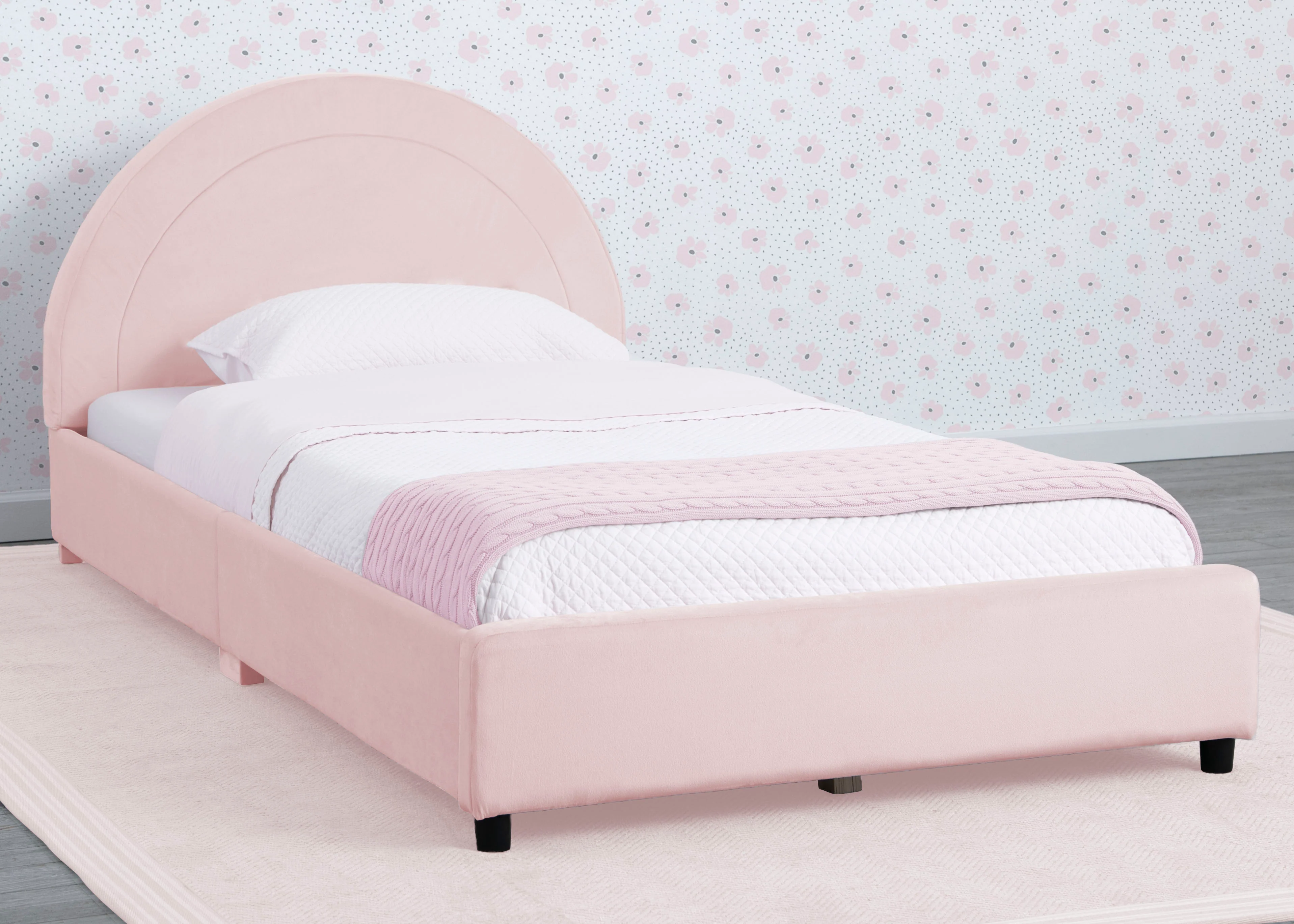 Upholstered Twin Bed with Round Headboard - Image 2