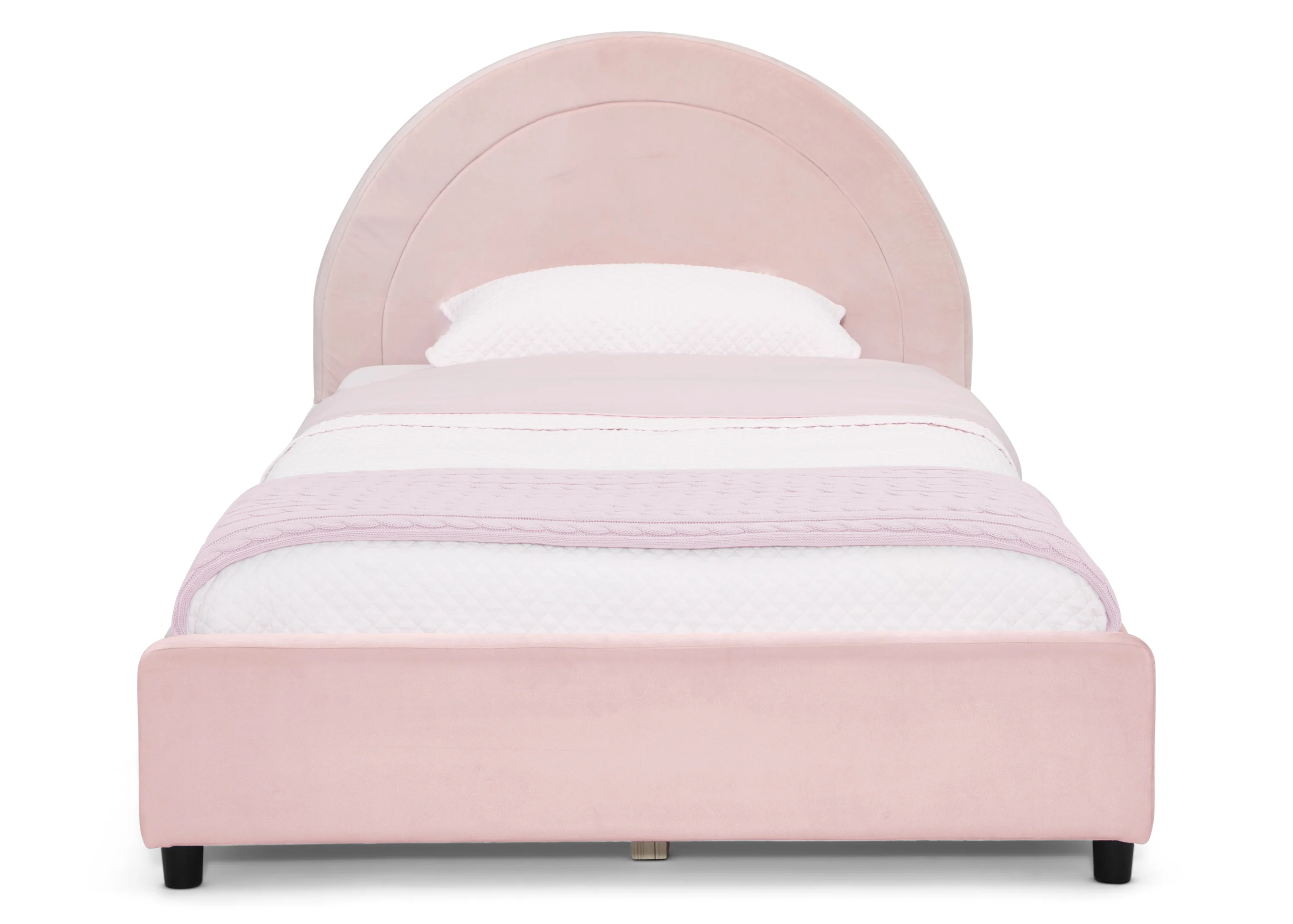 Upholstered Twin Bed with Round Headboard - Image 3