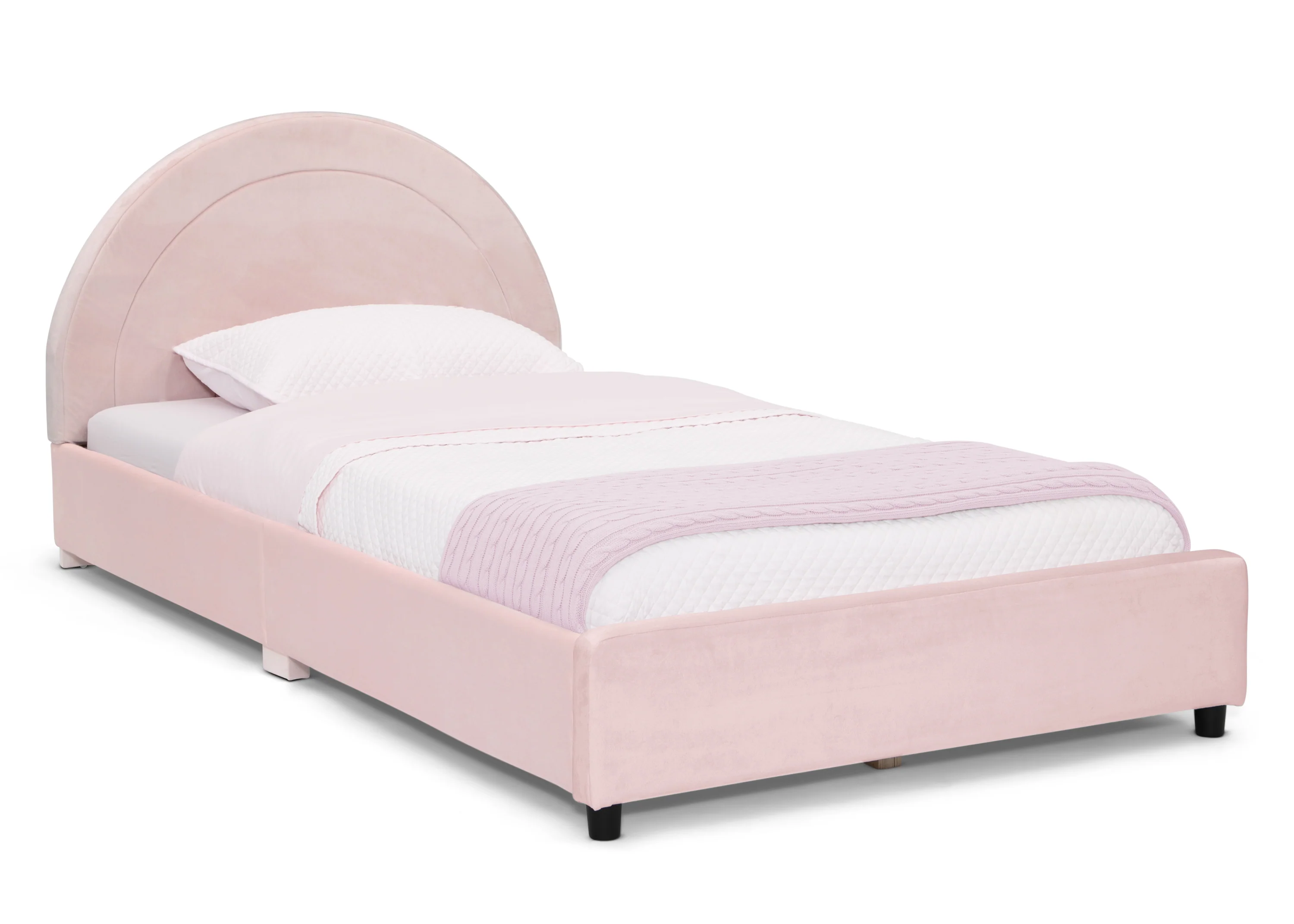 Upholstered Twin Bed with Round Headboard - Image 4