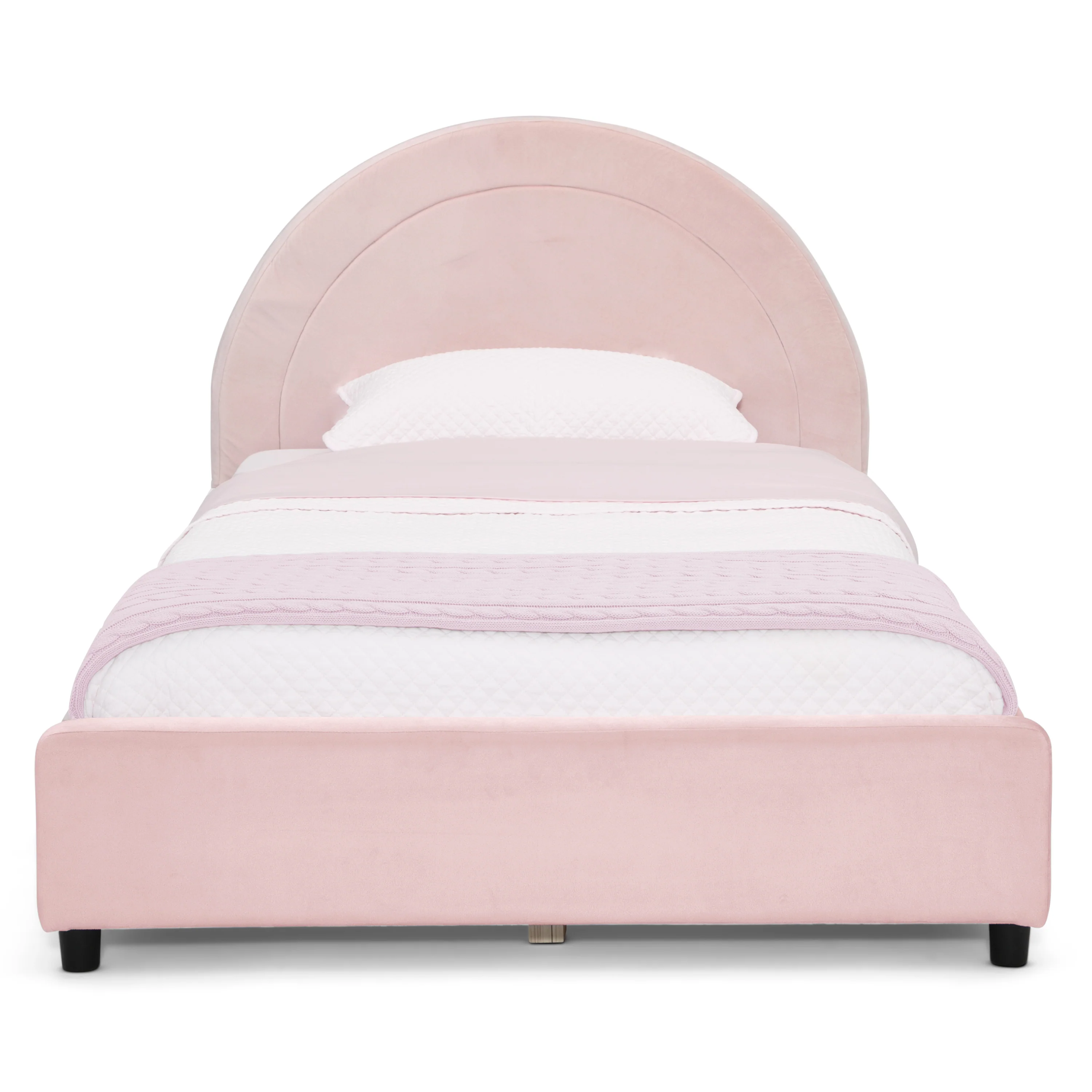 Upholstered Twin Bed with Round Headboard - Image 6