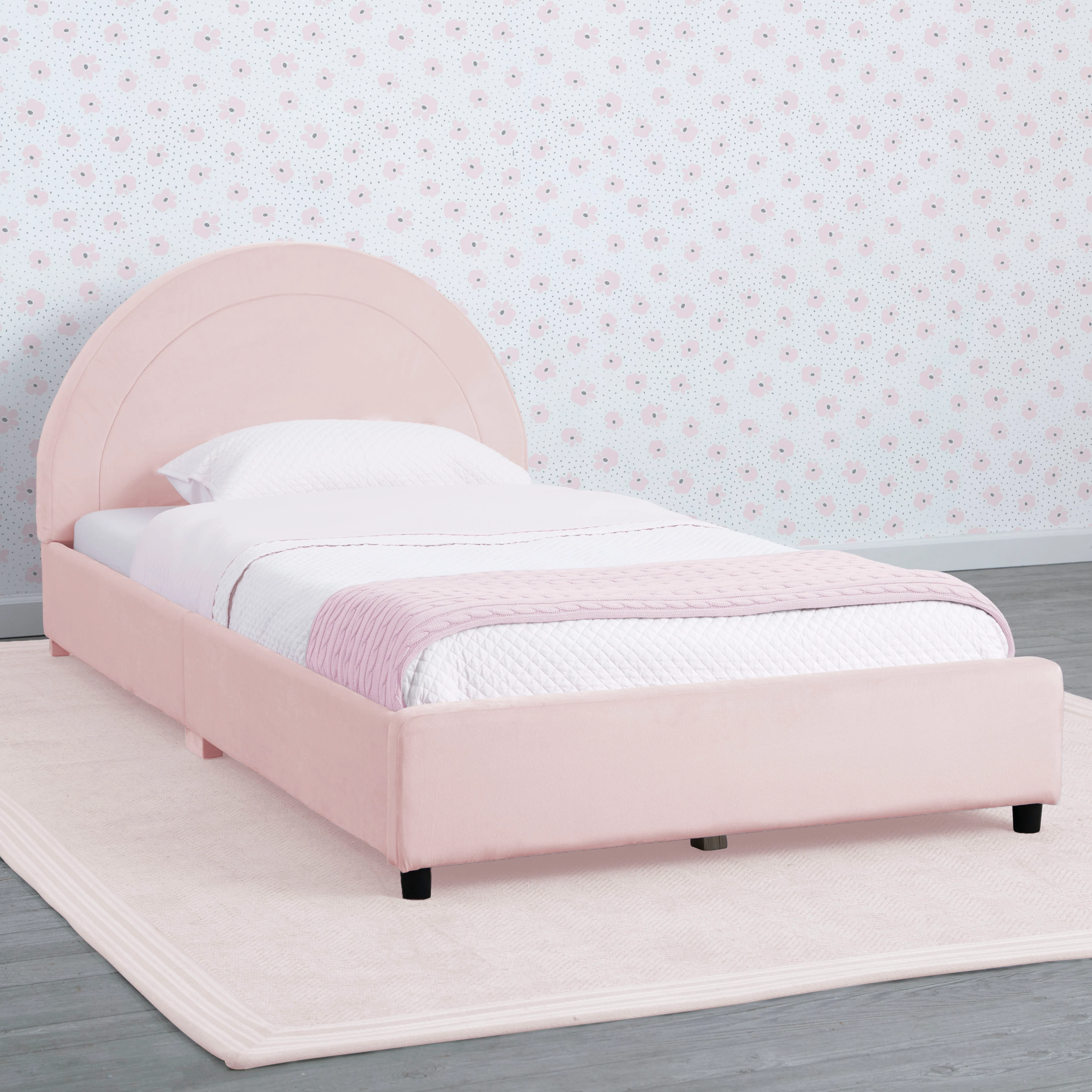Upholstered Twin Bed with Round Headboard - Image 8