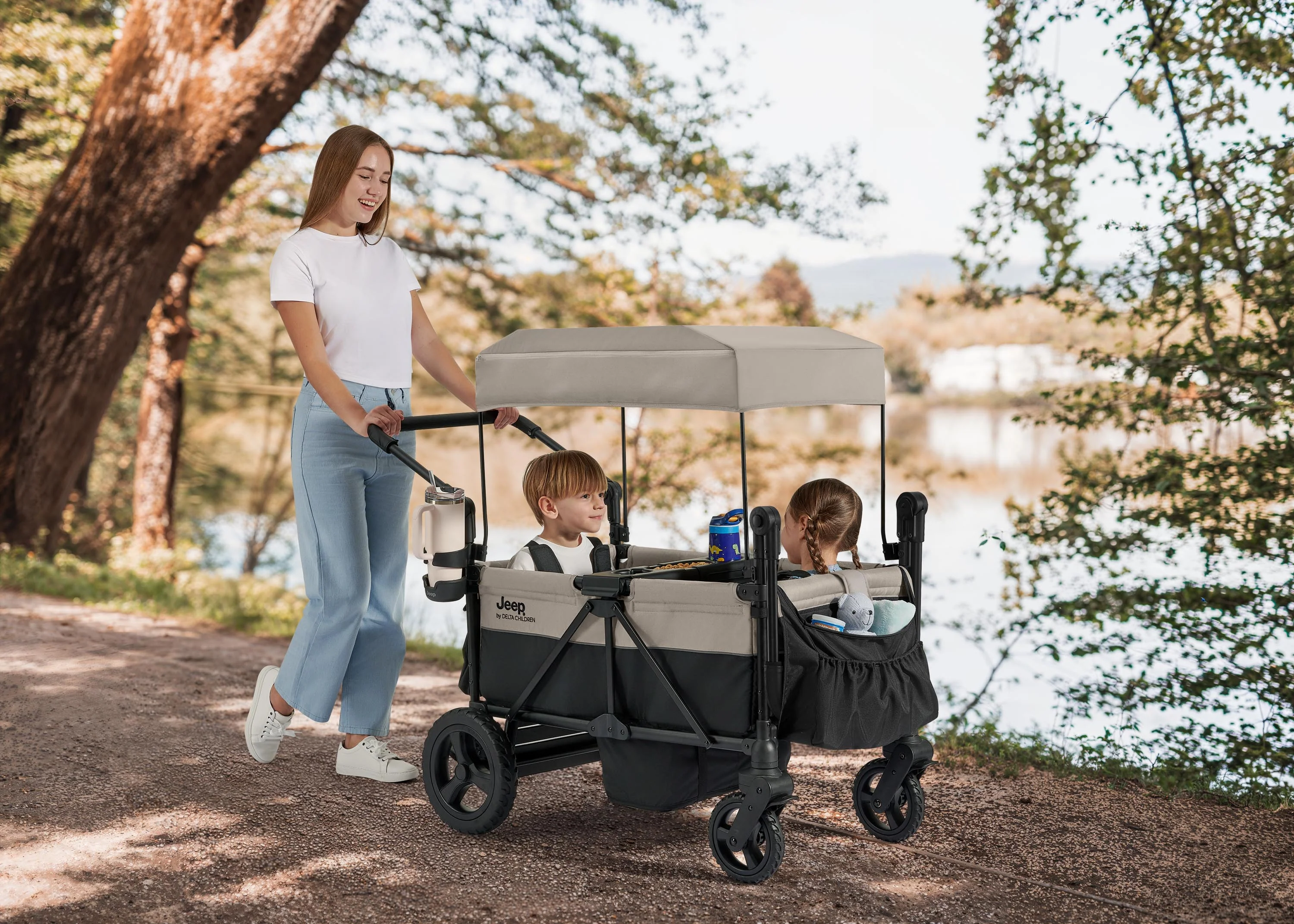 Jeep Wrangler Mojave All-Terrain 2-Seater+ Stroller Wagon with Built-In Standing Board