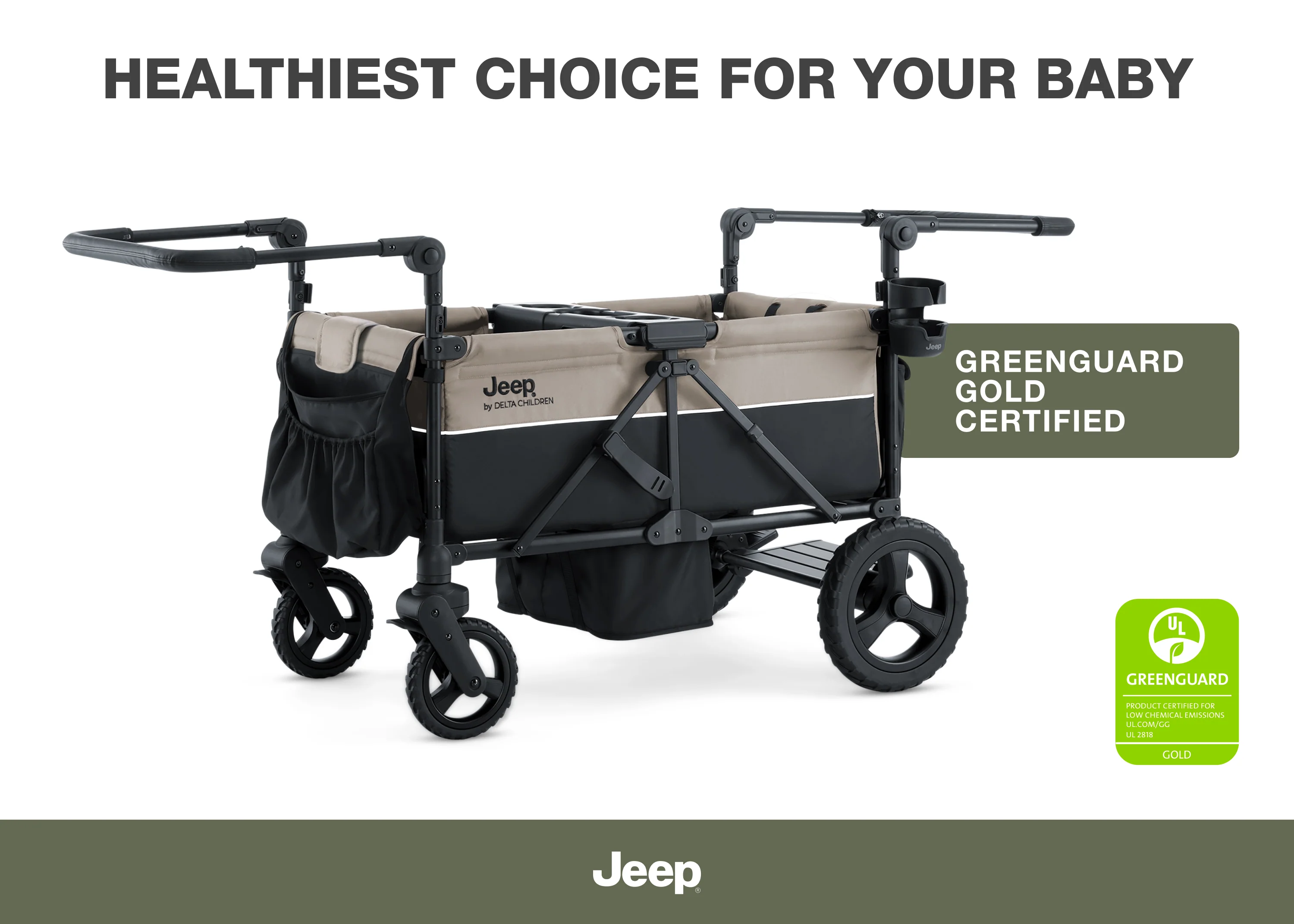 Jeep Wrangler Mojave All-Terrain 2-Seater+ Stroller Wagon with Built-In Standing Board - Image 3
