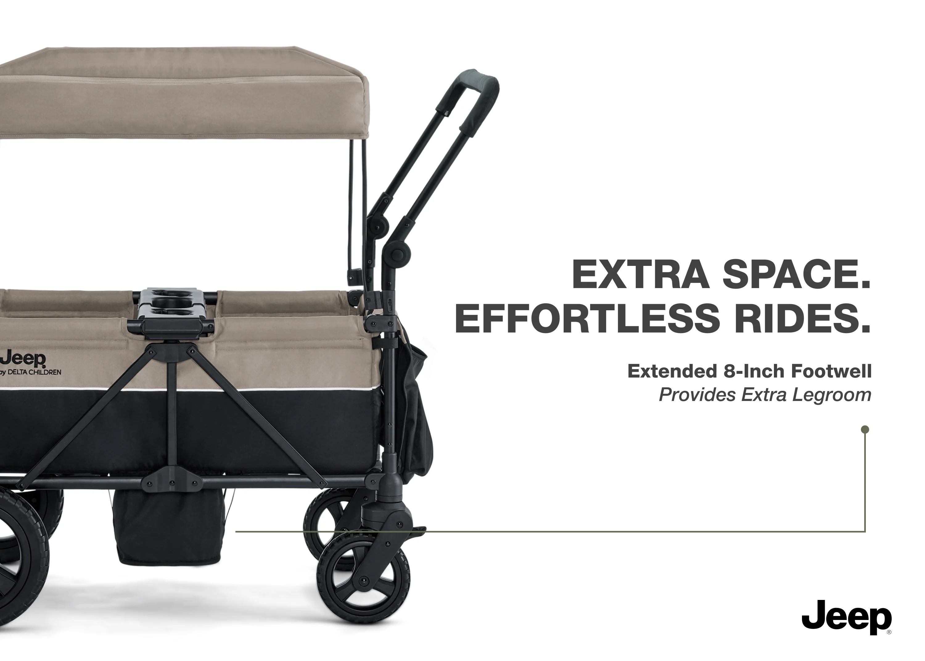 Jeep Wrangler Mojave All-Terrain 2-Seater+ Stroller Wagon with Built-In Standing Board - Image 4