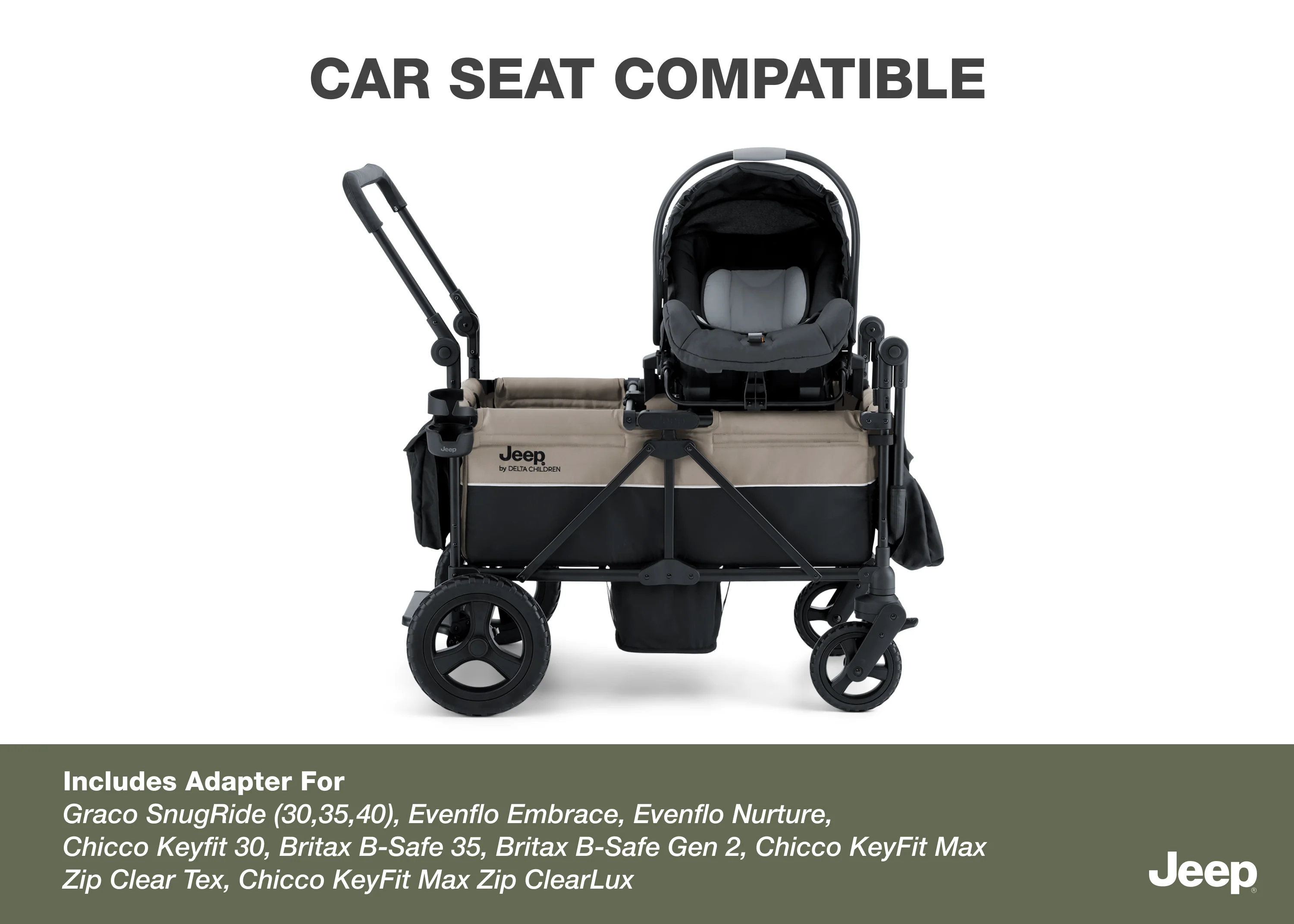 Jeep Wrangler Mojave All-Terrain 2-Seater+ Stroller Wagon with Built-In Standing Board - Image 8